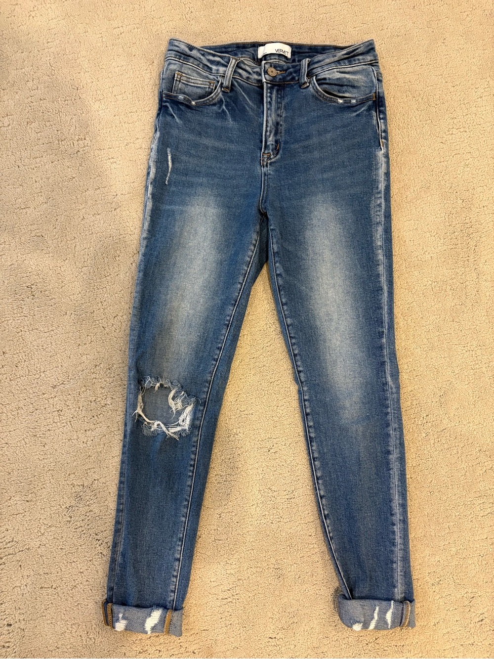 Vervet Classic High-Rise Distressed Women’s Skinny Jeans Rolled Cuff size 28